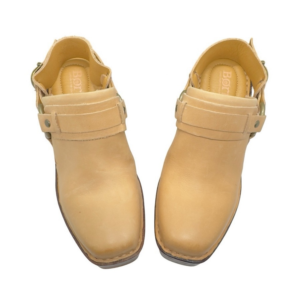 NWOT Born Hudson Leather Sling Platform Clogs In Natural - Picture 5 of 10